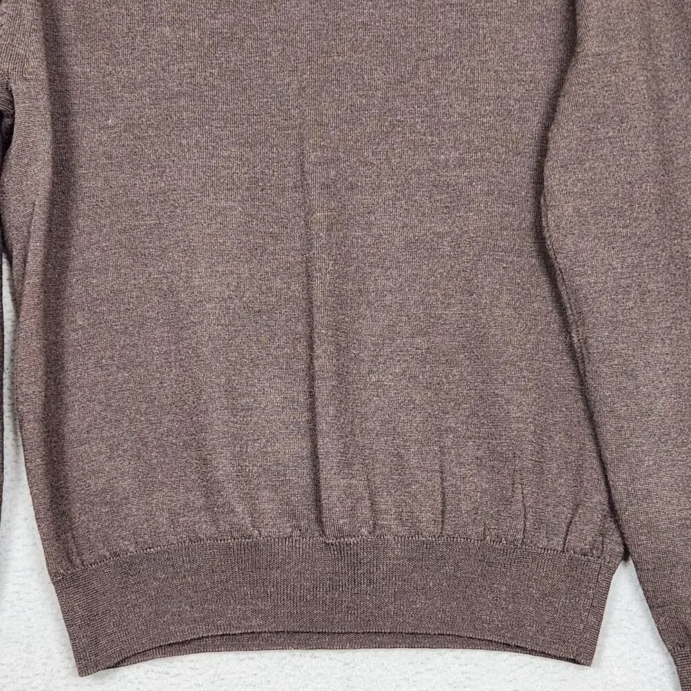 Express Design Studio Sweater Mens Large Brown Italian Merino Wool V Neck Knit